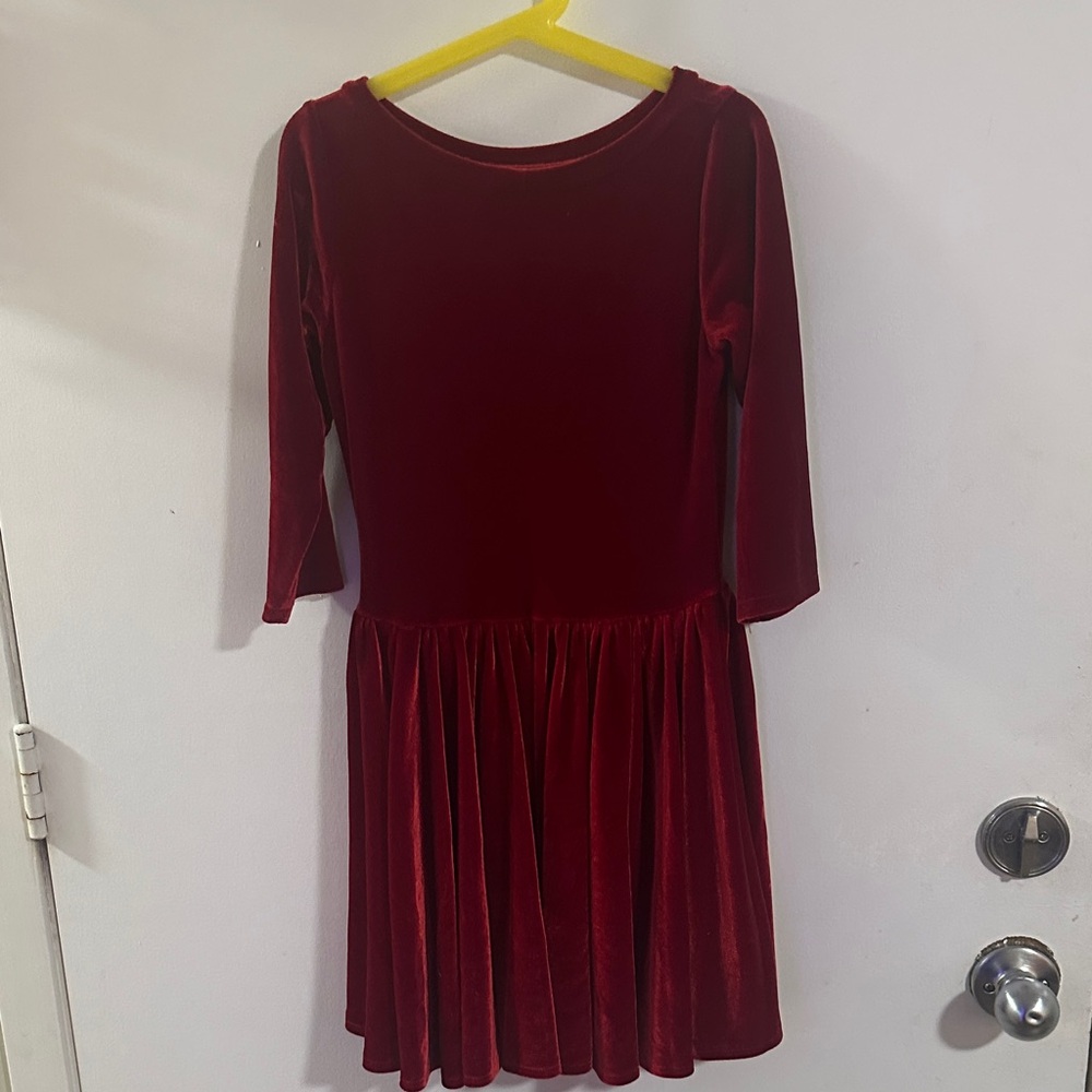 Elegant Red Velvet Kids Dress